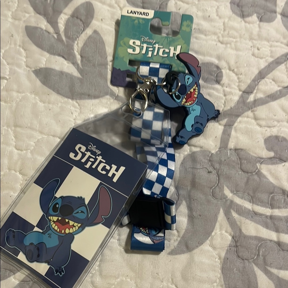 Bioworld Blue and White Stitch lanyard